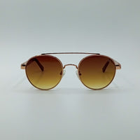 Rose Gold Frame Round Sunglasses Brown Gradient Lenses-235