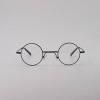 Black Frame Side View Round Optics Transparent Lenses-431