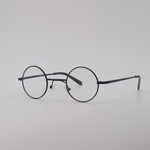 Black Frame Side View Round Optics Transparent Lenses-431