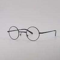Black Frame Side View Round Optics Transparent Lenses-431