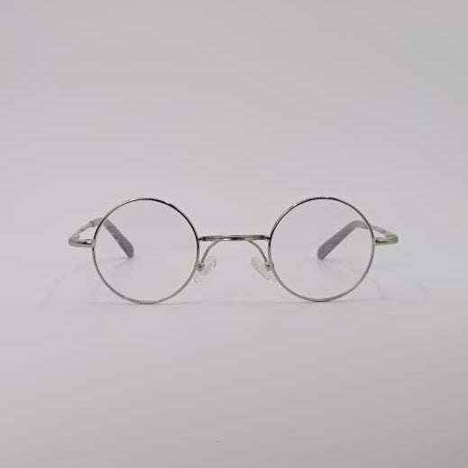 Silver Frame Side View Round Optics Transparent Lenses-432