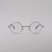 Silver Frame Side View Round Optics Transparent Lenses-432