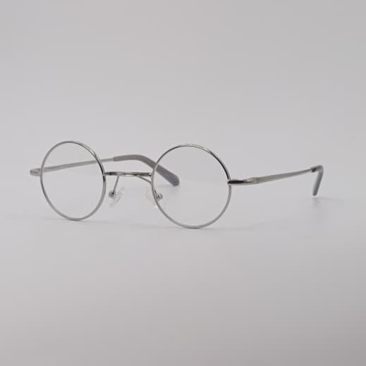Silver Frame Side View Round Optics Transparent Lenses-432