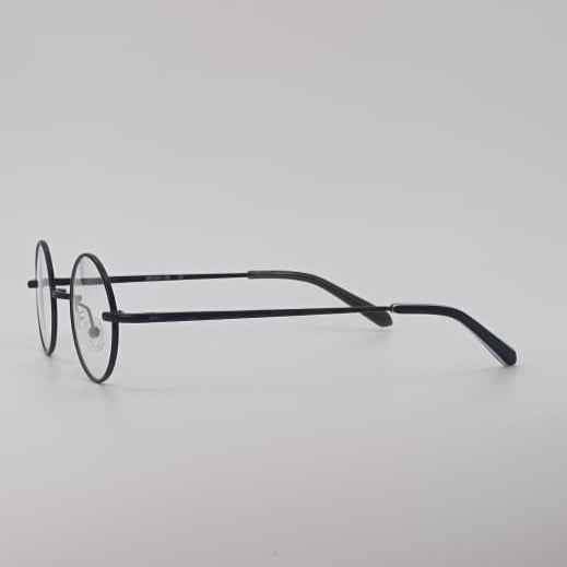Black Frame Side View Round Optics Transparent Lenses-431