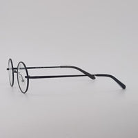 Black Frame Side View Round Optics Transparent Lenses-431