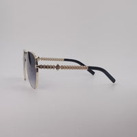 Gold Frame Aviator Sunglasses Midnight Blue Gradient Lenses-243