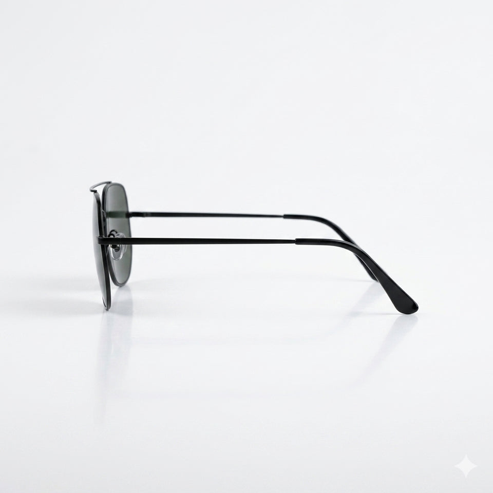 Geometrical Aviator Thin Black Polarized Sunglasses-201