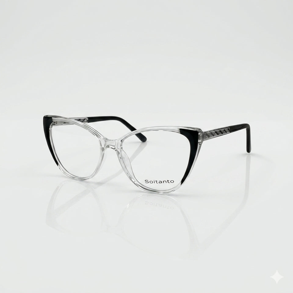 Cat Eye Translucent Black & White Frame Women's Optics-374