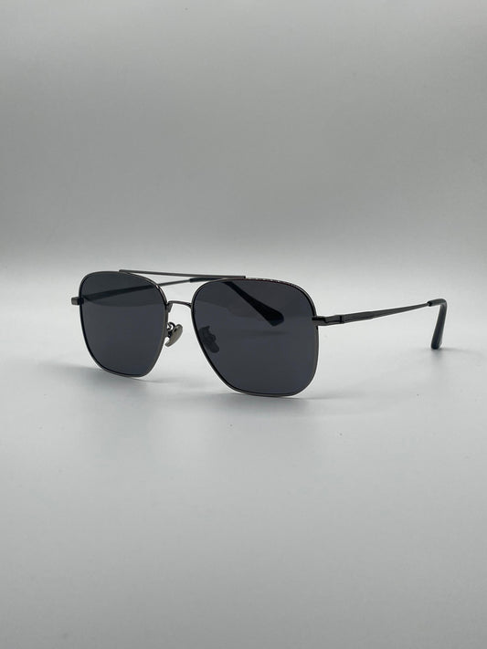 Retro Aviator Thin Black Frame Polarized Men Sunglasses-205
