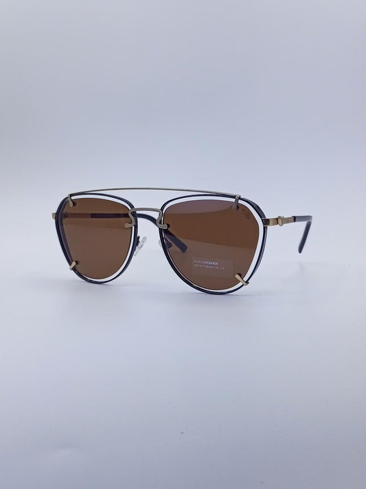 Rounded Dual Bridge Brown Men’s Sunglasses-217
