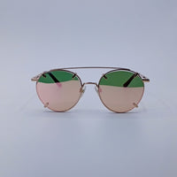Golden Green Pink Gradient Round Sunglasses-223