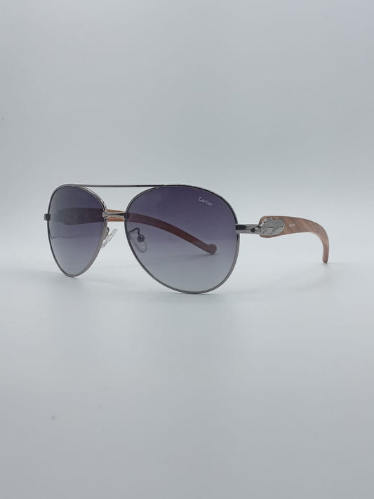 Aviator Thin Black Frame Women's Sunglasses-009
