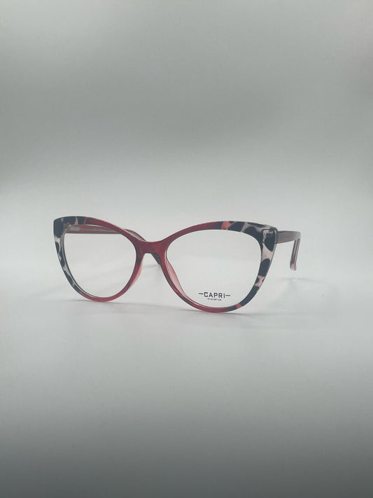 Cat Eye Red & Leopard Pattern Frame Women's Optics-392