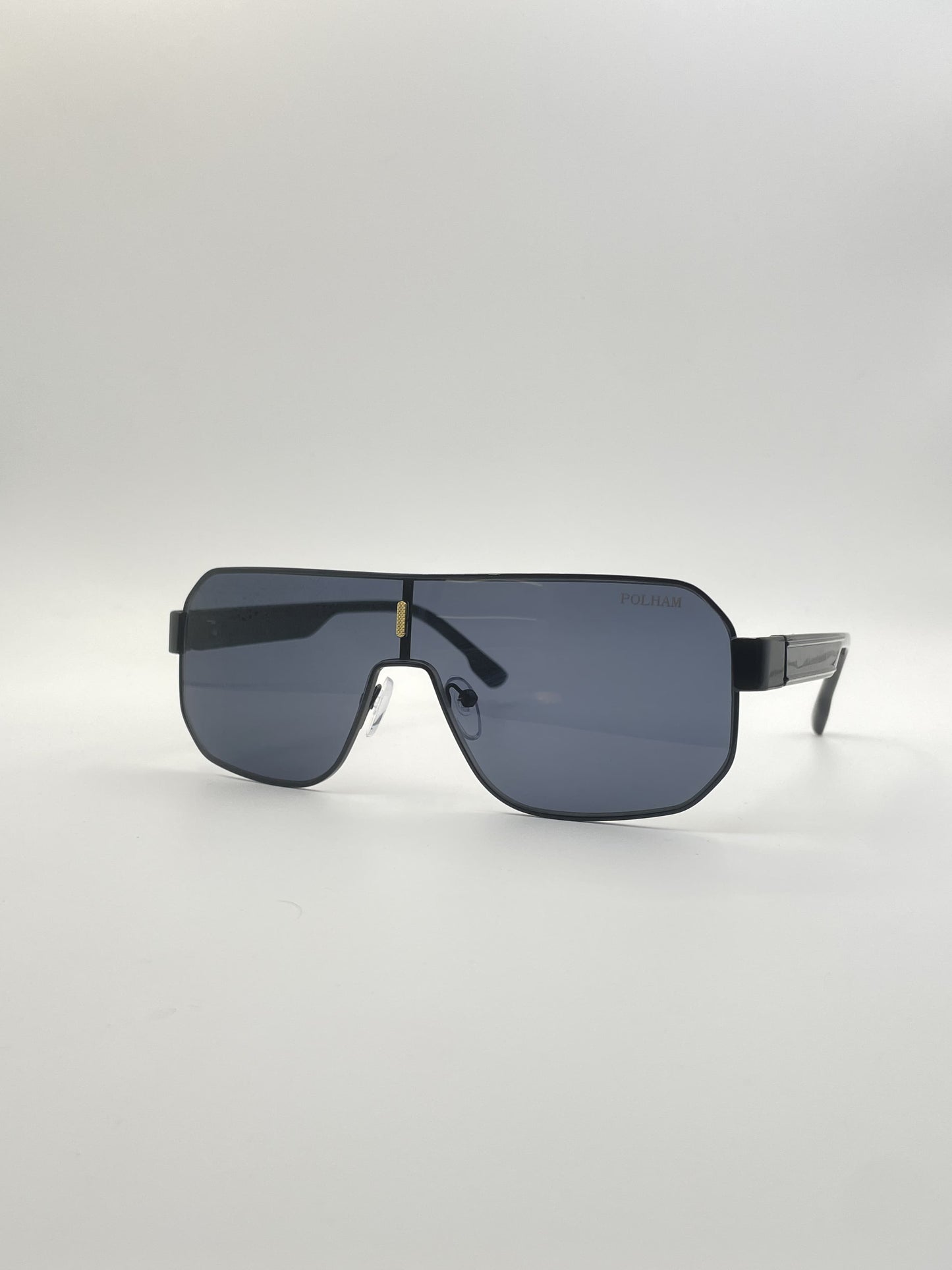 Shield Black Thin Frame Men's Sunglasses-101