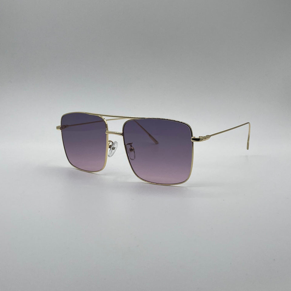 Soft Square Thin Golden Frame Sunglasses-156
