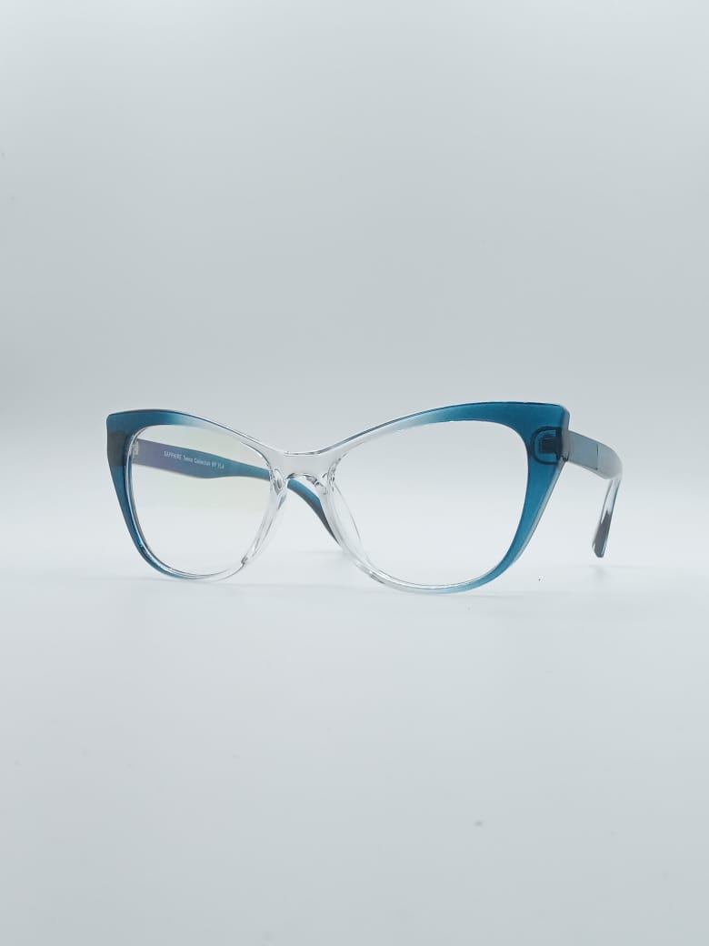Cat Eye Blue & White Frame Women's Optics-061