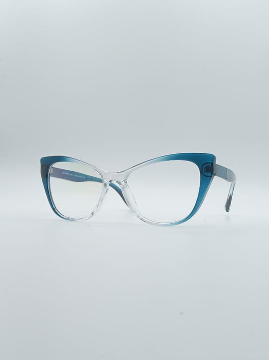 Cat Eye Blue & White Frame Women's Optics-061