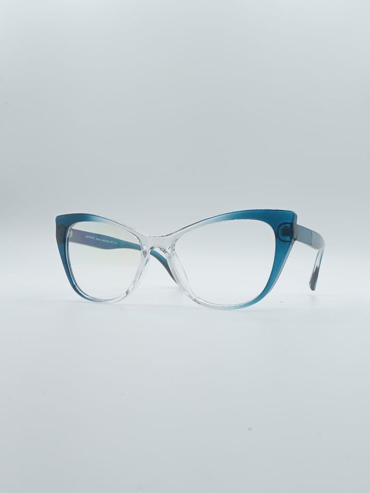 Cat Eye Blue & White Frame Women's Optics-061