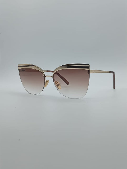 Cat Eye Golden Frame Women's Sunglasses-015