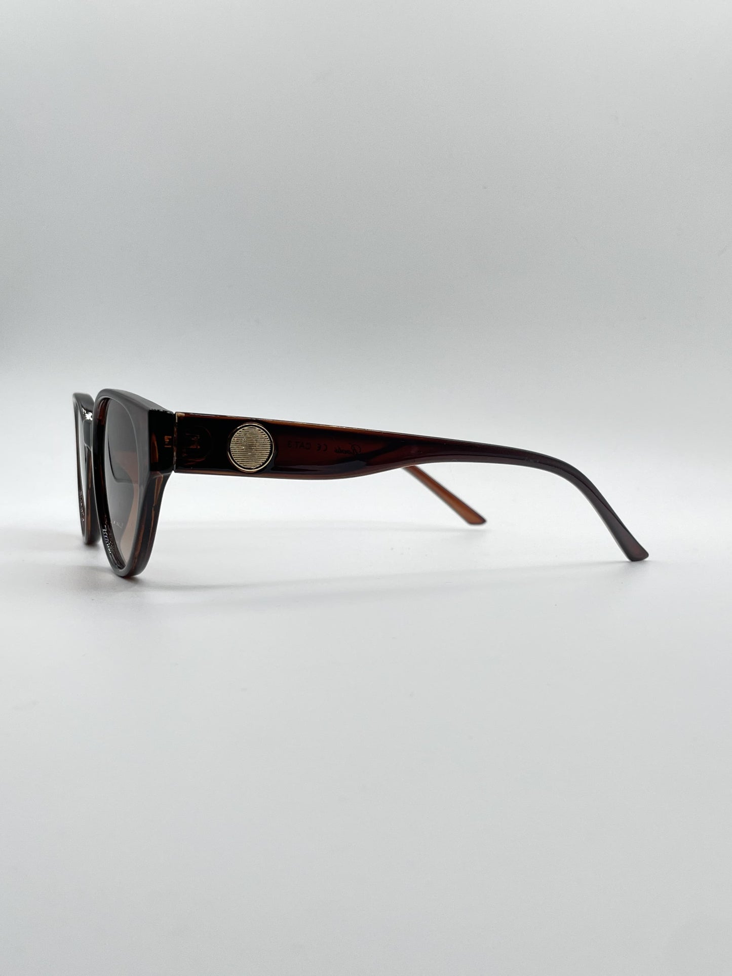 Circular Brown Frame Women's Sunglasses-088