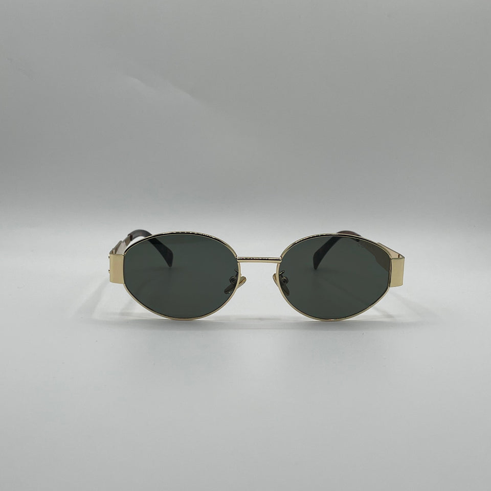 Circular Golden Frame Women's Sunglasses-126