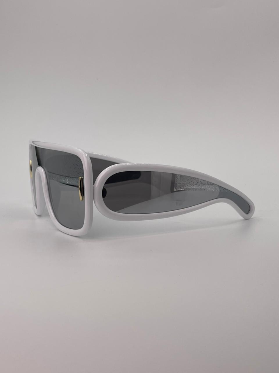 Grey Frame Shield Sunglasses Black Lenses-244