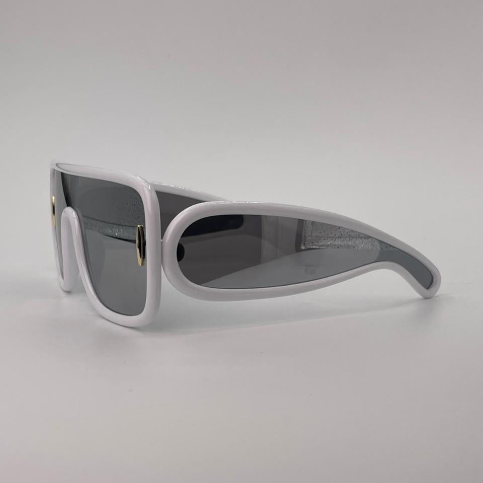 Grey Frame Shield Sunglasses Black Lenses-244