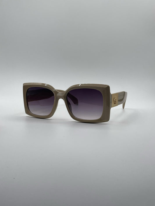 Square Beige Frame Women's Sunglasses-191