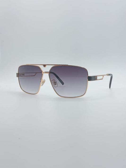 Acetate Golden Frame Men's Sunglasses-020