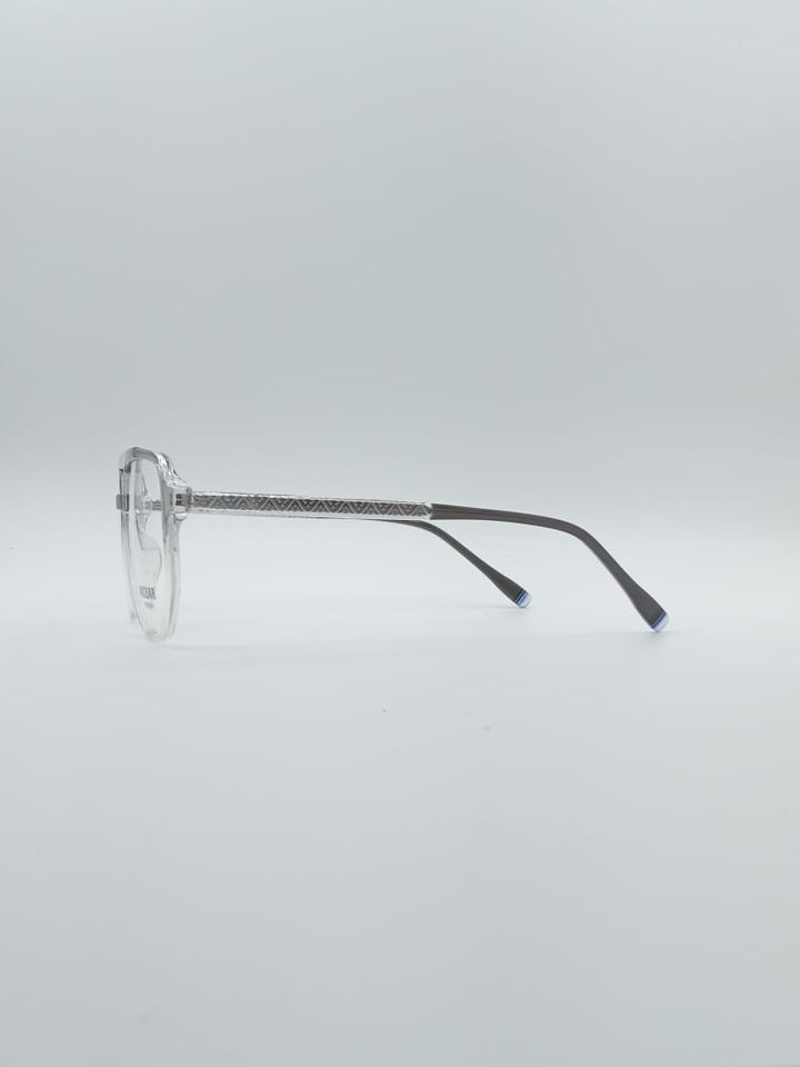 Geometrical Grey & White Frame Men's Optics-111