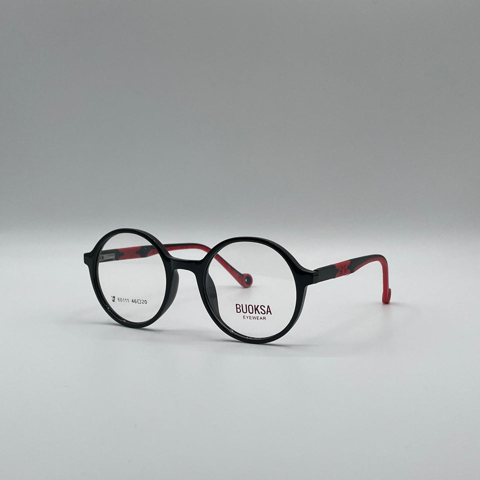 Circular Black & Red Frame Kids Optics-295