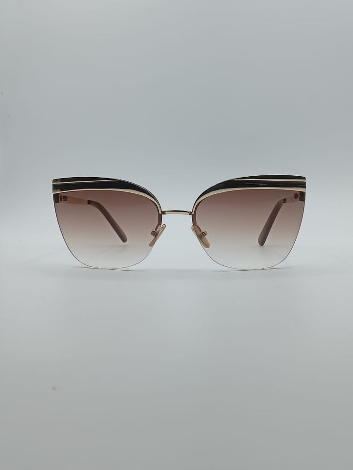 Cat Eye Golden Frame Women's Sunglasses-015