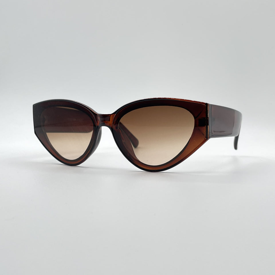 Circular Brown Frame Women's Sunglasses-089