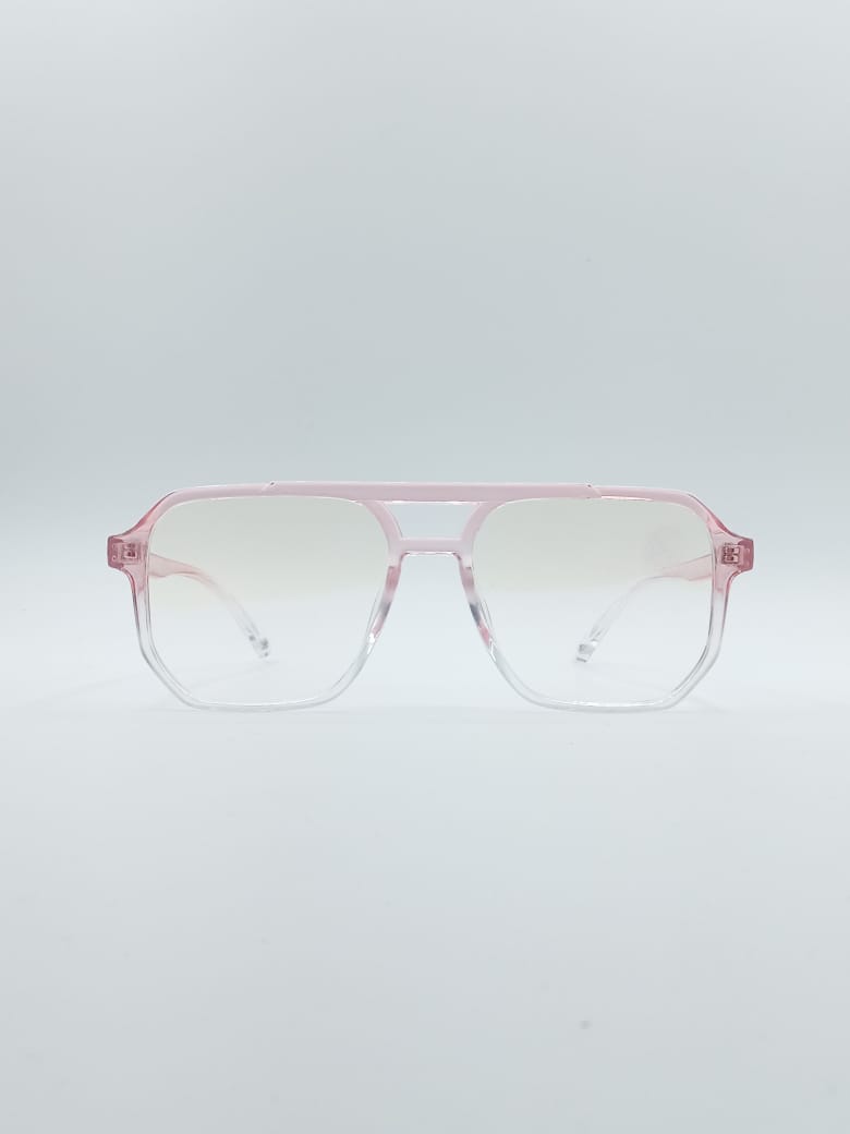 Geometrical Light-pink & White Frame Women's Optics-056