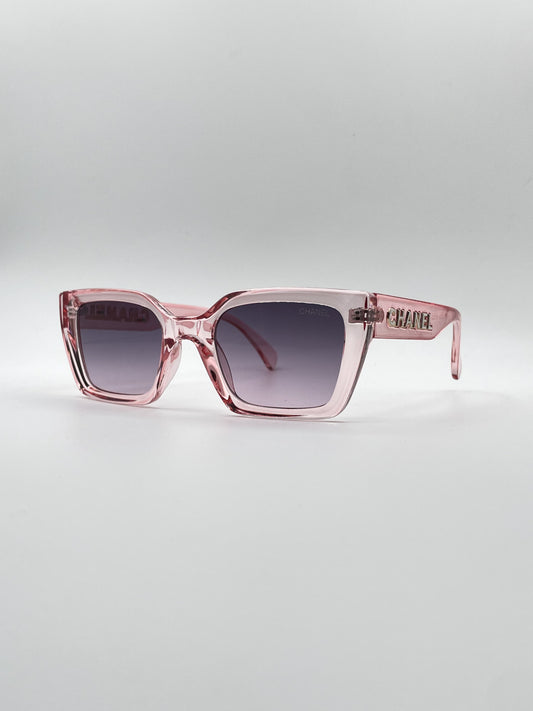 Acetate Translucent Pink Frame Women's Sunglasses-095