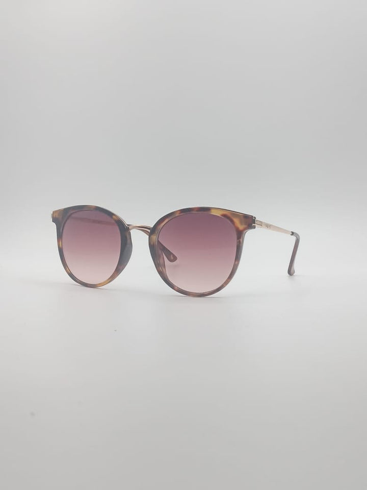 Round plastic Tortoise Frame Women's Sunglasses-002