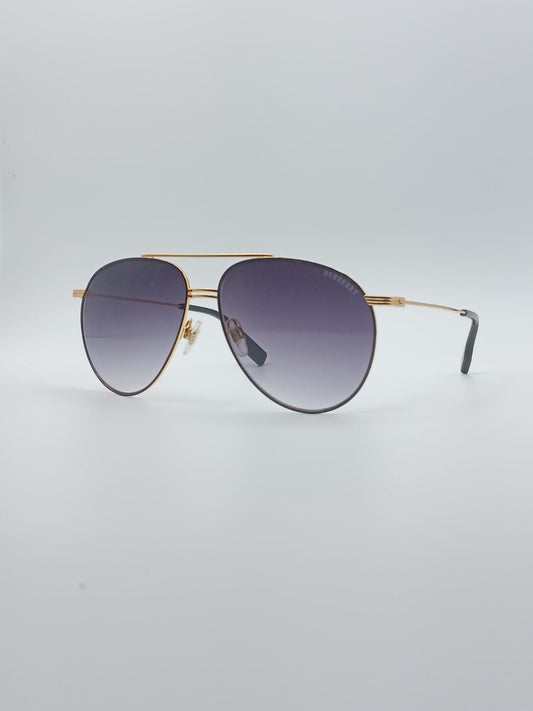 Aviator Thin Black Frame Unisex Sunglasses-026