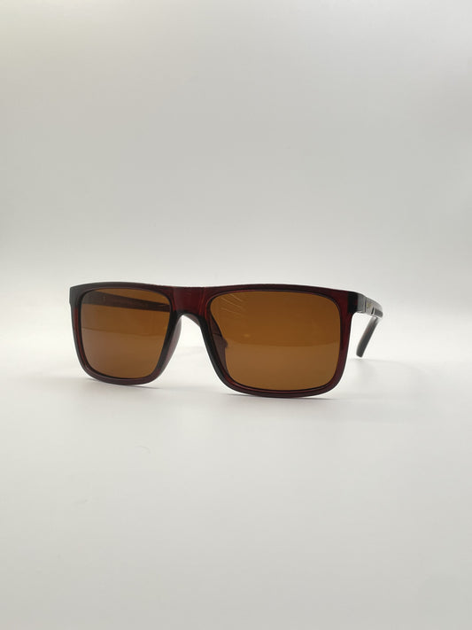 Acetate Maroon Frame Men's Sunglasses-107