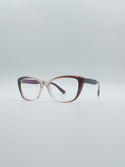 Cat Eye Brown & White Frame Women's Optics-089