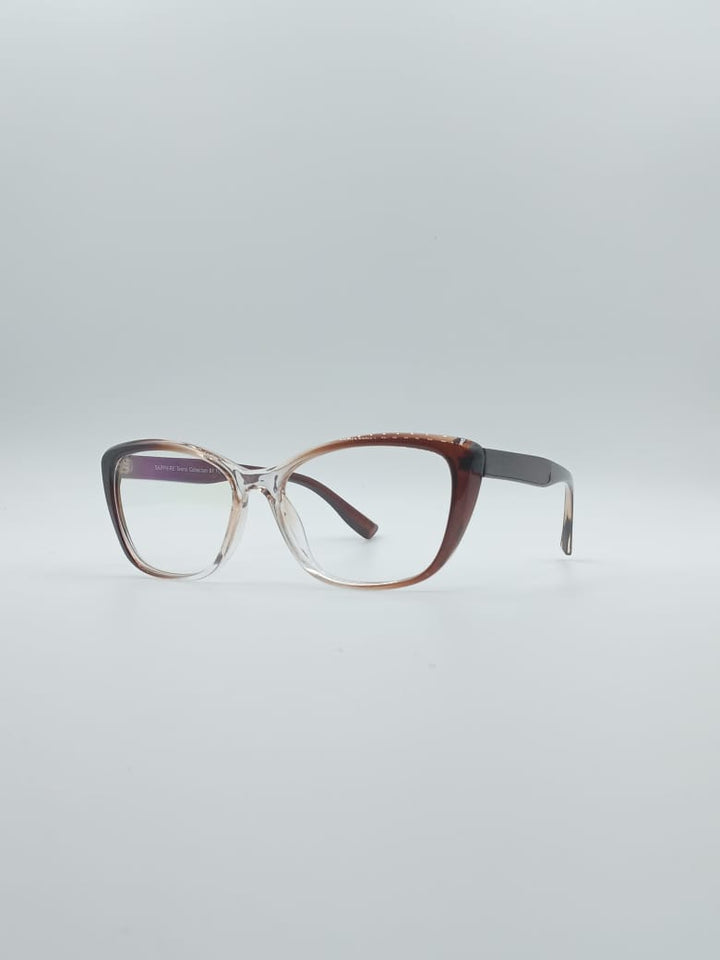 Cat Eye Brown & White Frame Women's Optics-089