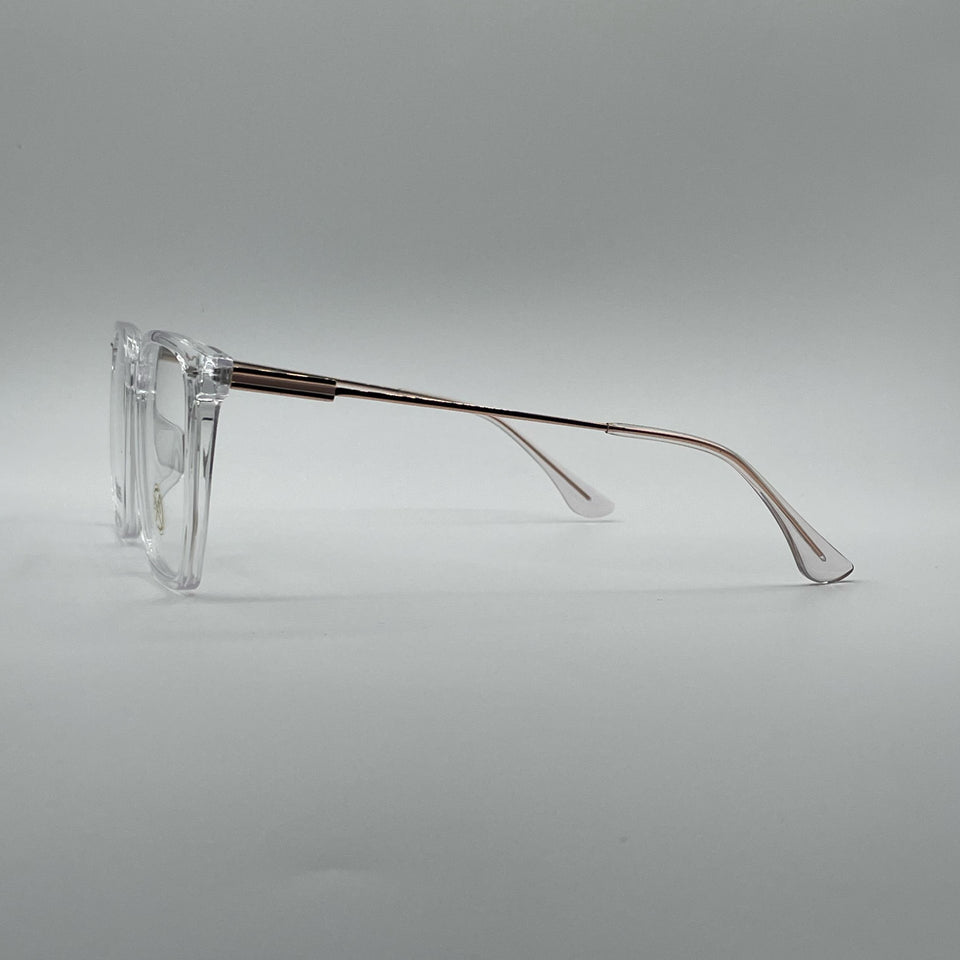 Acetate Translucent White Frame Men's Optics-405