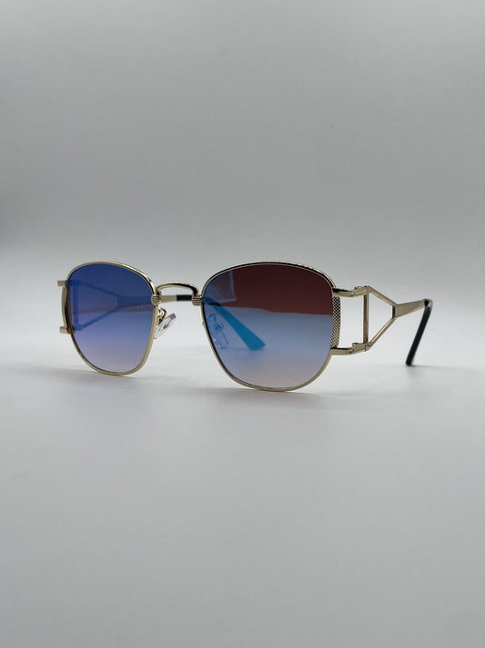 Geometrical Thin Golden Frame Women's Sunglasses-099
