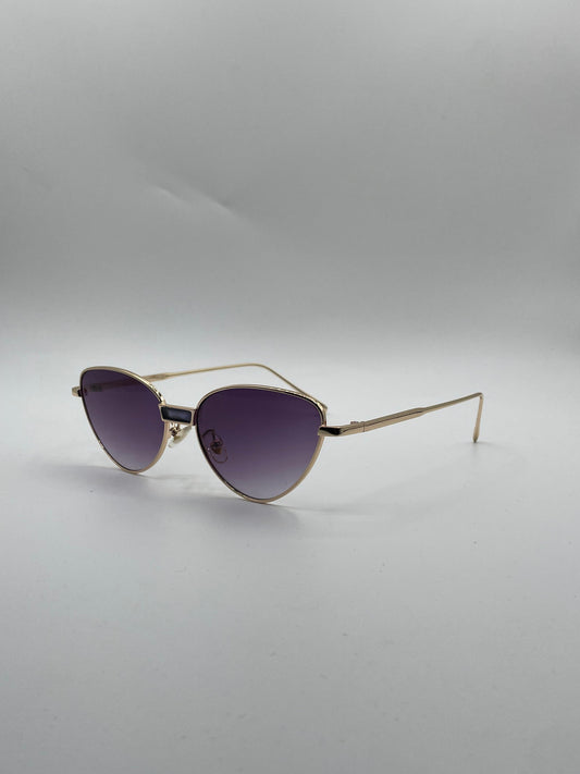 Cat Eye Golden Frame Women's Sunglasses-142
