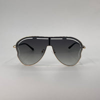 Gold Frame Shield Sunglasses Black Lenses-246