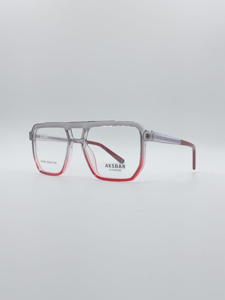 Geometrical Grey & Red Frame Men's Optics-113