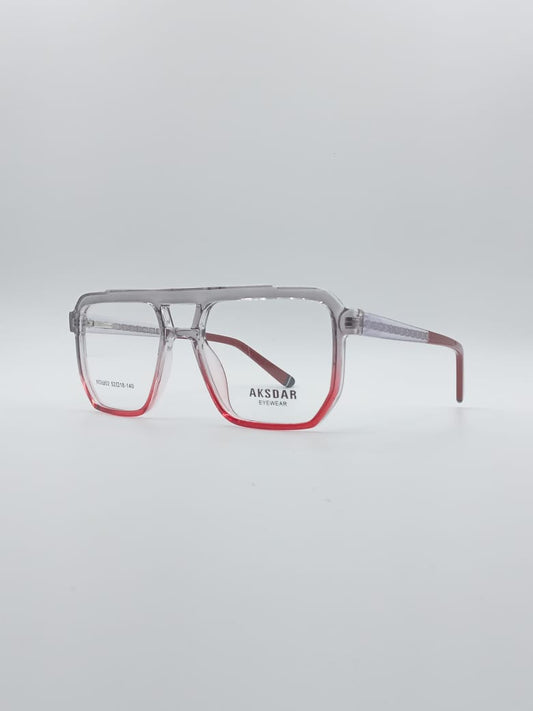 Geometrical Grey & Red Frame Men's Optics-113