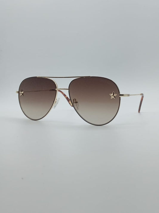 Aviator Golden Frame Unisex Sunglasses-012