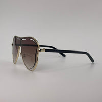 Gold Frame Shield Sunglasses Brown Lenses-247